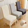 24 New style skirt hem, home export solid color dining chair cover, jacquard cushion cover, chair cover, universal elastic stool cover Application Scenario